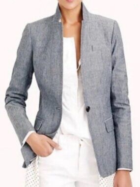 J.Crew Regent Blazer, Single Button, Fitted, Heathered Blue/Gray - Womens 6